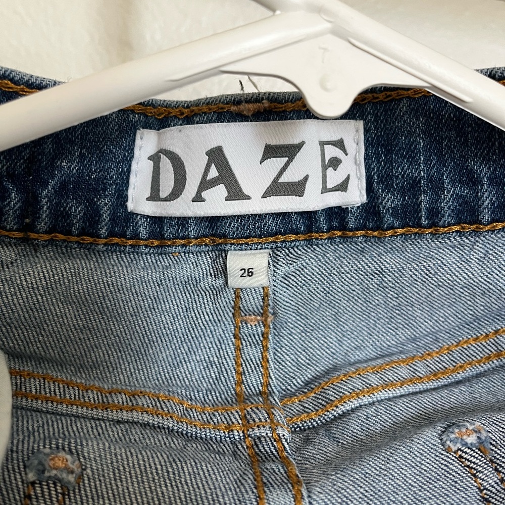 Daze straight leg/skinny jeans, distressed and light blue